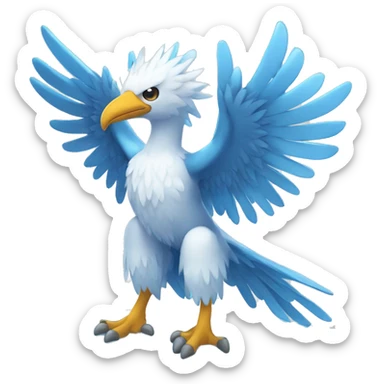 Fantasy legendary godly ice bird Cryo-snow-Phoenix Fakemon full body sticker