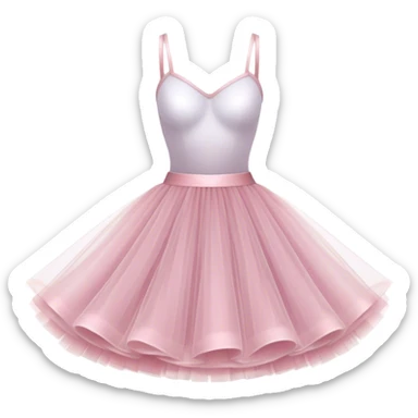 Cinematic Realistic Tutu, layers of fine, soft tulle forming a voluminous and airy skirt, delicate folds catching the light, slightly frayed edges adding authenticity, glowing softly with a warm and ethereal elegance. sticker