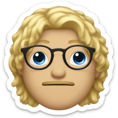 men with black round glasses and blond hairs and blue eys sticker
