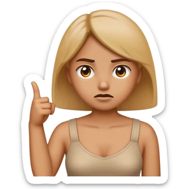 an girl emojis who looks both guilty and confused and pointing at their chest because they were accused of some thing and are pretending it wasn’t them.  sticker