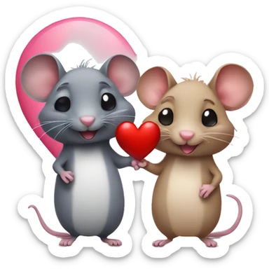 two different color rats with a heart sticker