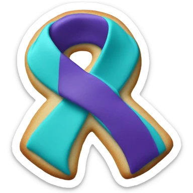 Purple teal Suicide awareness ribbon, heart cookie sticker
