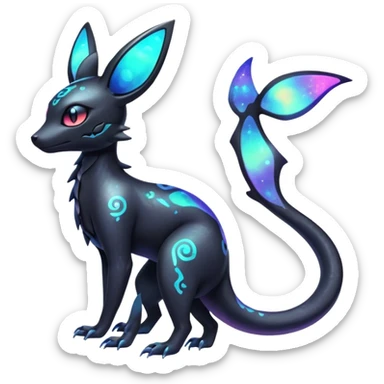 Neon Nebulae Salandit-Umbreon-Fakémon-hybrid-creature (full body)  sticker