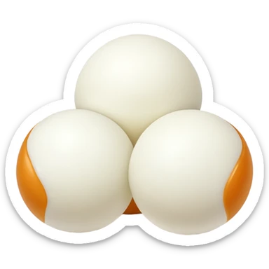 small mozzarella balls clustered, smooth round, soft white, slightly glossy, uniform tender, fresh milky look, no extras, soft lighting, emoji scale sticker