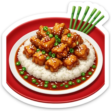 General Tso’s Chinese takeout with white rice sticker