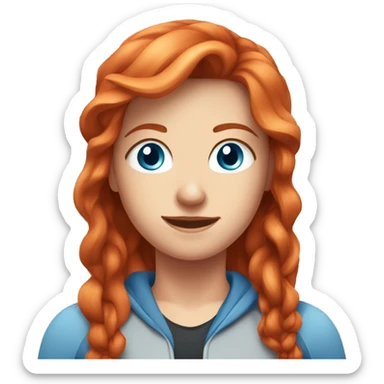 Long-red-haired girl with fair skin and blue eyes in the gym sticker