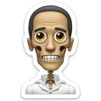 Gustavo Fring with the right side of his face normal and the left side as a skeleton sticker