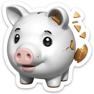 broken and empty piggy bank sticker