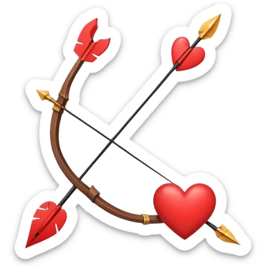 red bow and arrow with heart sticker