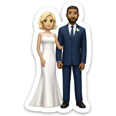 Puerto rican beard short hair with navy blue suit marrying  with blond girl sticker