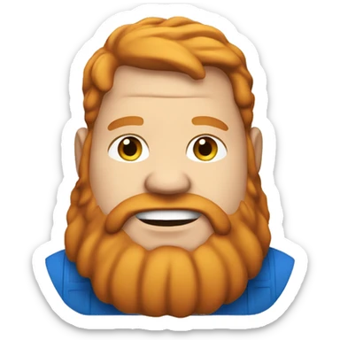 fat man with blue hoodie, headphones, ginger hair and beard sticker