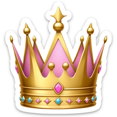 A luxurious golden crown with pink accents and elegant details, featuring a prominent empty space  sticker