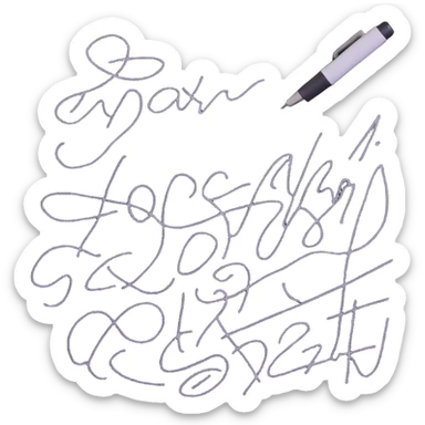 A hand furiously scribbling on a piece of paper with a pen or pencil. The paper is messy with random lines and doodles sticker