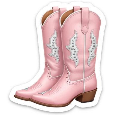 Light pink and white lined cowgirl boots with rhinestones  sticker