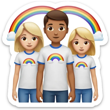 Three Burnett boys, one blonde girl and two brunette girls with the same matching shirts on and a rainbow behind all of them sticker