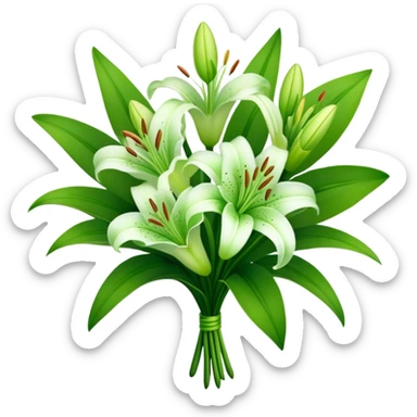 bouquet Soft Green Lily, luxuriant, leaf, bud sticker