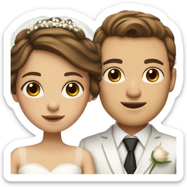 Bride and groom with brown hair and brown eyes sticker