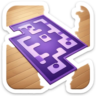 "Forty-two purple footsteps moving across a map inside an open house." sticker