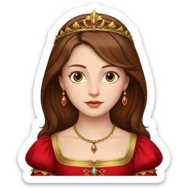 Renaissance lady – brown hair, red dress with gold trim sticker