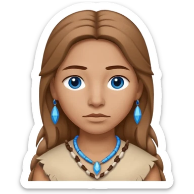 can you make a pale native American emoji with light brown hair and blue eyes  sticker