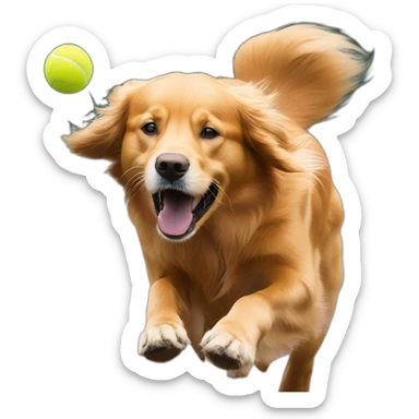 Orange golden retriever chasing a tennis ball  sticker