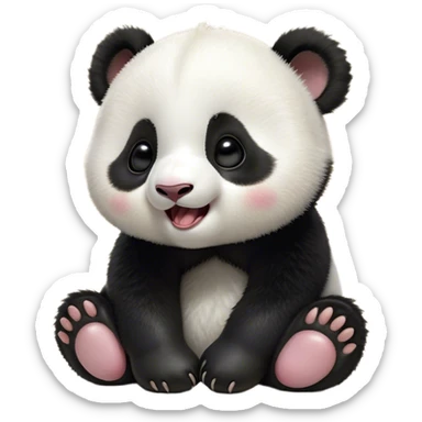 Cinematic Cute Yawning Baby Panda Portrait Emoji, Head tilted slightly with a dramatic, wide-open yawn, showcasing a soft, fuzzy black and white Fur with droopy ears, round eyes barely open in drowsy contentment, Simplified yet irresistibly adorable features, highly detailed, glowing with a soft, cozy glow, high shine, relaxed yet expressive, stylized with a touch of gentle whimsy, bright and endearing, soft glowing outline, capturing the essence of a sleepy yet affectionate baby panda, so drowsy it feels like it could curl up out of the screen for a nap! sticker