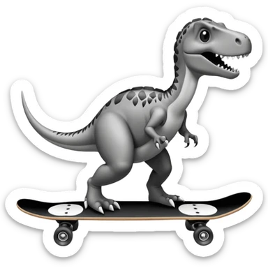 draw outline Dinosaur on a skateboard sticker