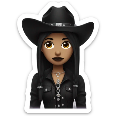 Goth girl with cowboy hat  sticker