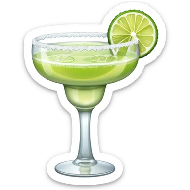 Margarita – glass with salted rim, lime wedge, ice sticker