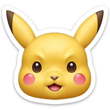 emoji of metamorph (ditto) transformed into pikachu but with metamorph's unique face small eyes and straight mouth sticker