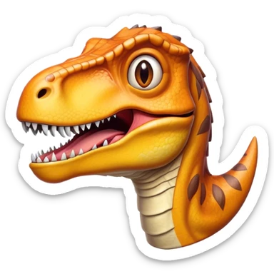 Cinematic Realistic Comical velociraptor/T-rex Portrait Emoji, Head tilted dramatically with an exaggeratedly amused expression, featuring a striking, glossy scaled body with bold natural textures and wide, expressive eyes brimming with playful disbelief, rendered with lifelike detail and dynamic natural lighting, high shine, dramatic yet playful, styled with an air of cheeky prehistoric mischief, soft glowing outline, capturing the essence of a spirited and over‐the‐top velociraptor/T-rex that looks ready to bellow its way into viral fame! sticker
