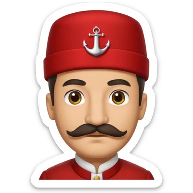 I want an emoji of a turkish man with a mustache with him wearing the traditional red thing on top of their head sticker