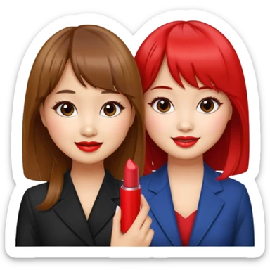 Brenda Song and Debby Ryan (straight bangs) smiling sticker