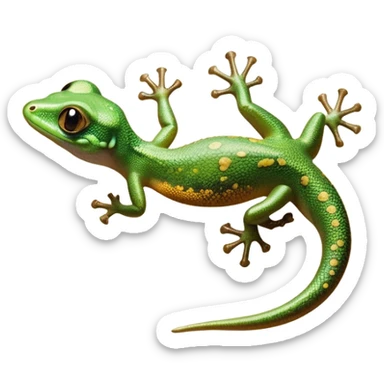 cinematic-gecko-realistic-full-body-climbing-emoji,-tiny-agile-frame-sticking-to-a-glass-surface-with-specialized-toes,-smooth-speckled-skin-in-rich-earthy-tones,-large-glistening-eyes-wide-and-watchful,-delicate-curved-tail-balancing sticker
