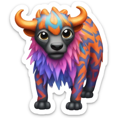 a colorful edgy vernid-fionbri-animal-creature with splash patterns full body sticker