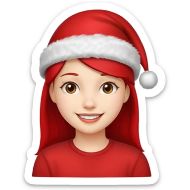 girl with red xmas hat sticker