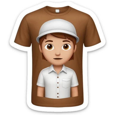 A 3D cartoon white shirt with a brown soil stain in the center, smooth fabric texture, bright lighting, realistic Memoji-style look. sticker