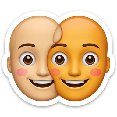 two cartoon faces talking, facing each other sticker