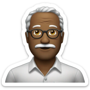 Un homme légèrement dégarni plutôt vieux, avec de grosses lunettes noires, une chemise de papi, une barbe mal rasé sticker