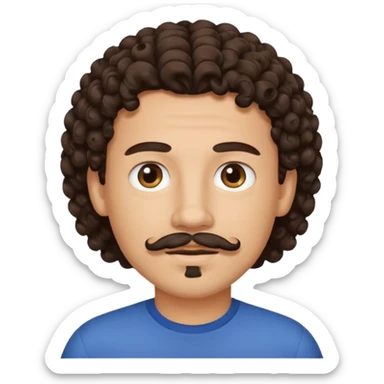 Boy with curly dark brown hair and a goatee and moustahce  sticker