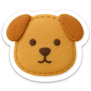 <StylePrompt>
  <Name>Minimal Felt Appliqué Icon</Name>
  <Description>
    A simplified plush icon style with soft felt textures, minimal facial features, and gentle stitching. Focuses on iconic shapes with low visual complexity for maximum clarity at small sizes.
  </Description>
  <VisualProperties>
    <Material>Felt</Material>
    <Texture>Soft, matte surface with faint fiber detail</Texture>
    <Stitching>
      <Type>Thin thread</Type>
      <Color>Muted orange or brown</Color>
      <Pattern>Sparse edge stitching only</Pattern>
    </Stitching>
    <Padding>Low to moderate—slightly puffy but not high-relief</Padding>
    <Edges>Smooth, rounded</Edges>
    <ColorPalette>
      <Primary>Warm yellows, oranges, and browns</Primary>
      <Accent>Minimal dark brown for eyes and nose</Accent>
      <Background>Plain or soft gradient, off-white preferred</Background>
    </ColorPalette>
  </VisualProperties>
  <FacialFeatures>
    <Eyes>Small circles, dark brown</Eyes>
    <Nose>Simple dot or triangle</Nose>
    <Mouth>Omit or use curved line only</Mouth>
    <DetailLevel>Low</DetailLevel>
  </FacialFeatures>
  <Rendering>
    <Lighting>Flat and soft, minimal shadows</Lighting>
    <Perspective>Side or front profile, no complex angles</Perspective>
  </Rendering>
  <Applicability>
    <SubjectType>Animals, objects, icons</SubjectType>
    <OutputFormat>Flat icon or patch-style asset</OutputFormat>
  </Applicability>
</StylePrompt>


{subject} = dog sticker