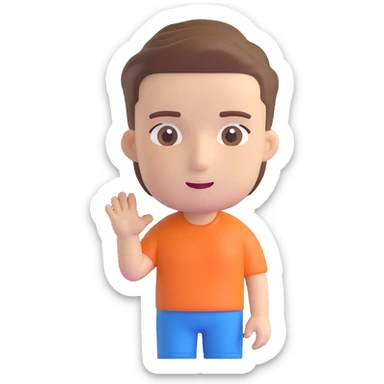 3D cartoon male character with white skin tone, brown hair in a short fade haircut, playful vibe, Bitmoji-like style, suitable for emoji faces sticker