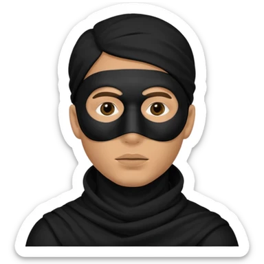 a man with a black mask on his full face including eyes and lips   sticker