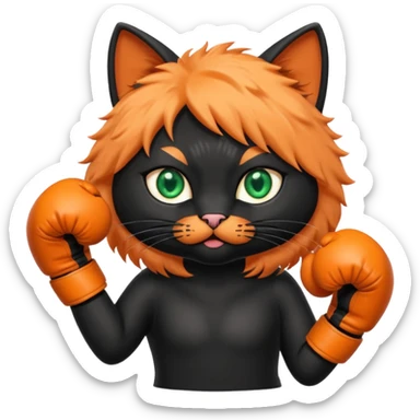 Black cat wearing boxing gloves sticker