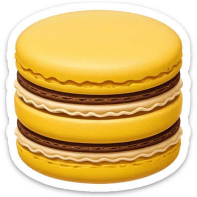 a single of yellow macaron with brown cream



















 sticker