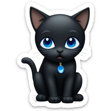 Black cat with blue ayes, crying with tears on his eyes sticker