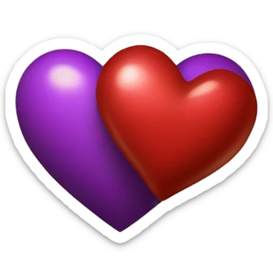 Corazón marron y un corazon morado abrazándose  sticker