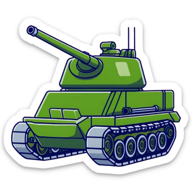 green military battle tank with armored body and large cannon sticker