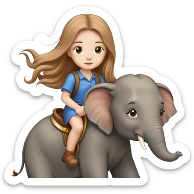 girl with light brown super long hair riding elephant  sticker