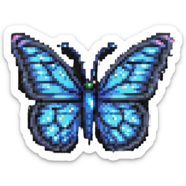 butterfly with sparkles pixel art sticker